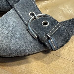 Coach Charcoal Suede Loafers with Metallic Accent